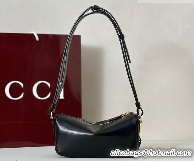 Cheapest Gucci Half Horsebit mini shoulder bag in Crinkle Patent Leather 860784 Black 2026