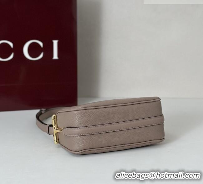 Good Discount Gucci Half Horsebit mini shoulder bag in Grainy Leather 860784 Taupe 2026