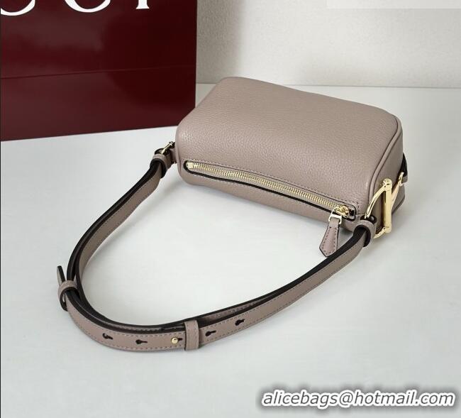 Good Discount Gucci Half Horsebit mini shoulder bag in Grainy Leather 860784 Taupe 2026