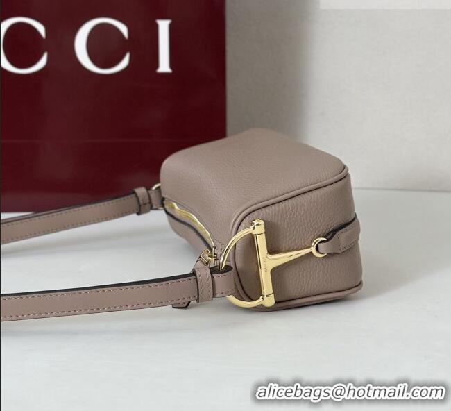 Good Discount Gucci Half Horsebit mini shoulder bag in Grainy Leather 860784 Taupe 2026