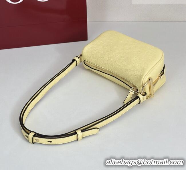 Grade Quality Gucci Half Horsebit mini shoulder bag in Grainy Leather 860784 Light Yellow 2026