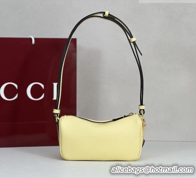 Grade Quality Gucci Half Horsebit mini shoulder bag in Grainy Leather 860784 Light Yellow 2026