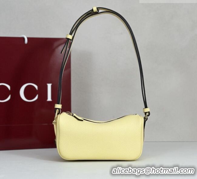 Grade Quality Gucci Half Horsebit mini shoulder bag in Grainy Leather 860784 Light Yellow 2026