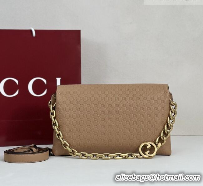 Grade Design Gucci Medium shoulder bag with chain in GG Leather 857622 Light Brown 2026