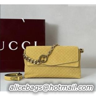 Buy Discount Gucci Medium shoulder bag with chain in GG Suede 857622 Mustard Yellow 2026