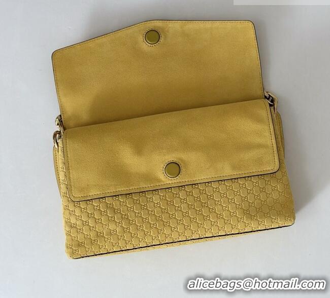 Buy Discount Gucci Medium shoulder bag with chain in GG Suede 857622 Mustard Yellow 2026