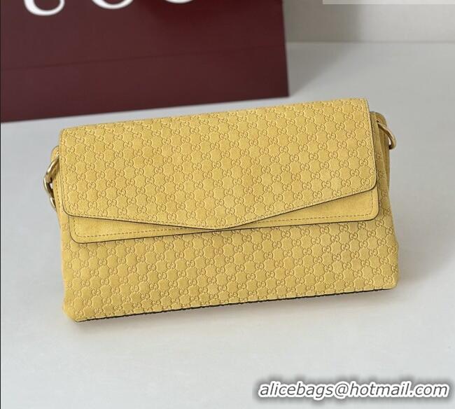 Buy Discount Gucci Medium shoulder bag with chain in GG Suede 857622 Mustard Yellow 2026
