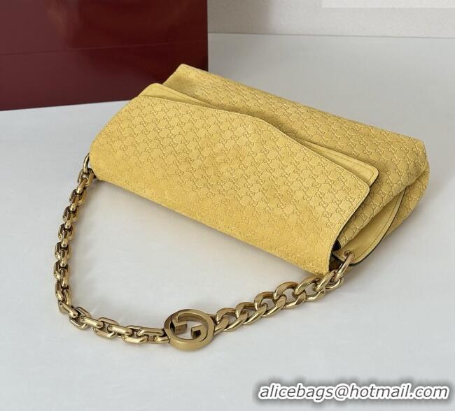 Buy Discount Gucci Medium shoulder bag with chain in GG Suede 857622 Mustard Yellow 2026