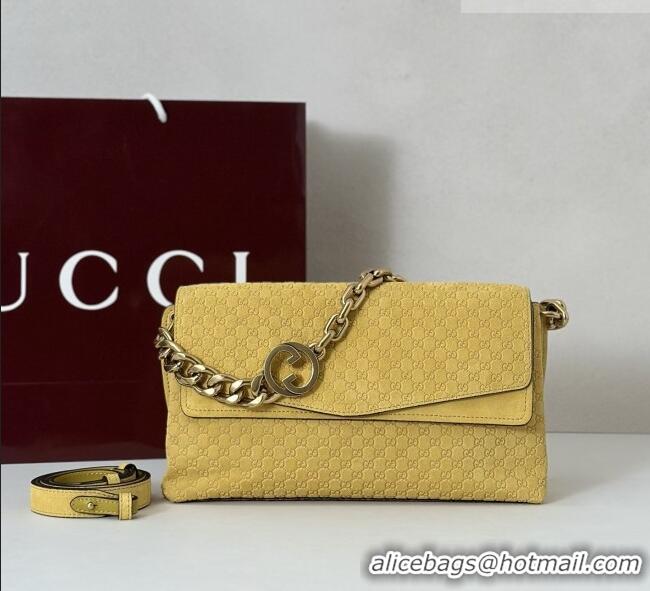Buy Discount Gucci Medium shoulder bag with chain in GG Suede 857622 Mustard Yellow 2026
