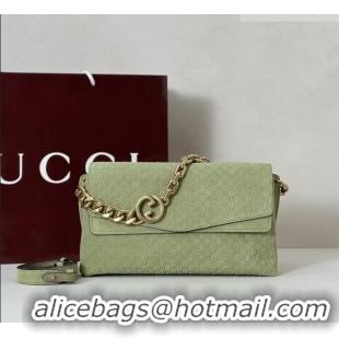 Cheapest Gucci Medium shoulder bag with chain in GG Suede 857622 Dusty Green 2026