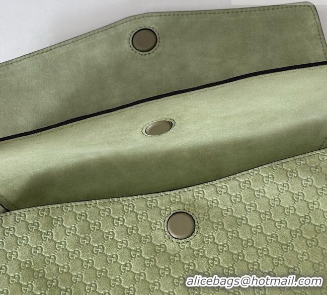 Cheapest Gucci Medium shoulder bag with chain in GG Suede 857622 Dusty Green 2026