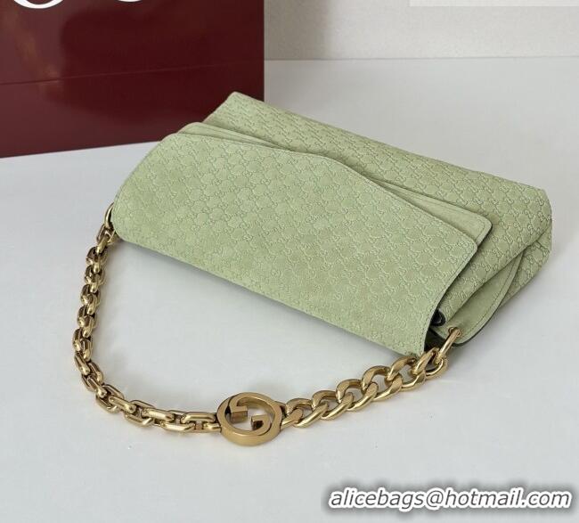 Cheapest Gucci Medium shoulder bag with chain in GG Suede 857622 Dusty Green 2026