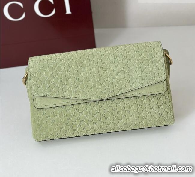Cheapest Gucci Medium shoulder bag with chain in GG Suede 857622 Dusty Green 2026