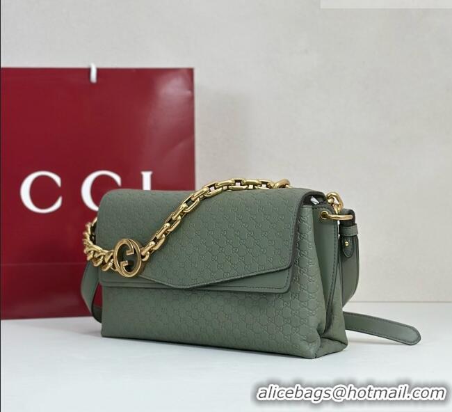 Best Quality Gucci Medium shoulder bag with chain in GG Leather 857622 Sage Green 2026
