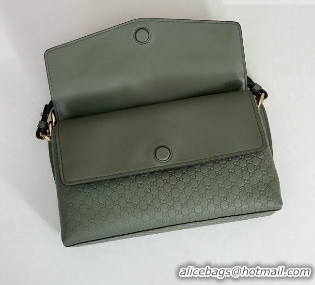 Best Quality Gucci Medium shoulder bag with chain in GG Leather 857622 Sage Green 2026