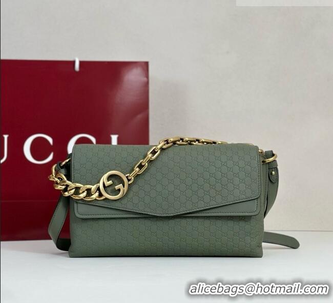 Best Quality Gucci Medium shoulder bag with chain in GG Leather 857622 Sage Green 2026