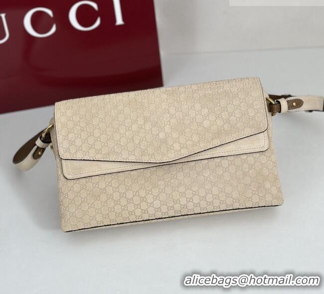 Cheapest Gucci Medium shoulder bag with chain in GG Suede 857622 Beige 2026