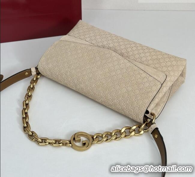 Cheapest Gucci Medium shoulder bag with chain in GG Suede 857622 Beige 2026