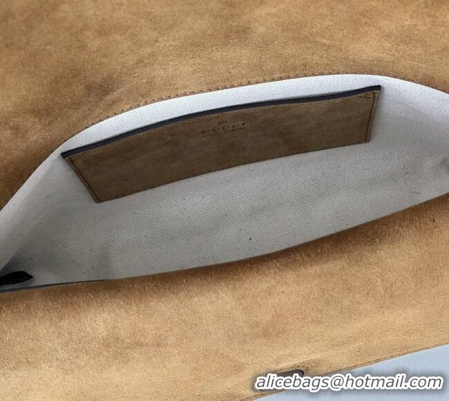 Best Grade Gucci Medium shoulder bag with chain in GG Suede 857622 Brown 2026