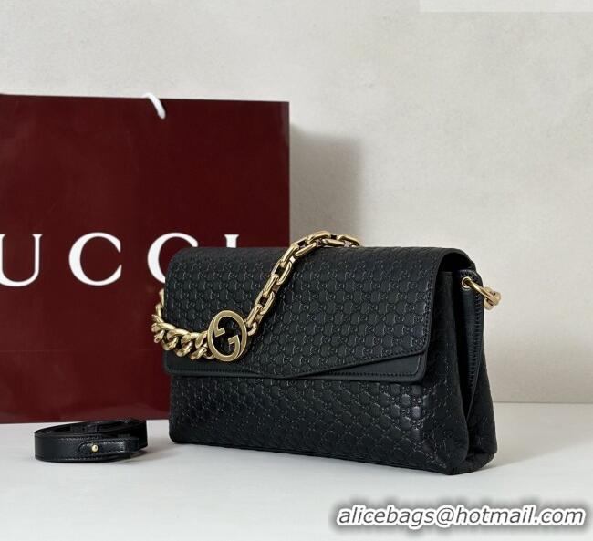 Best Price Gucci Medium shoulder bag with chain in GG Leather 857622 Black 2026