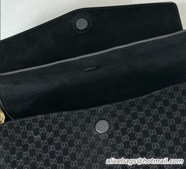 Market Sells Gucci Medium shoulder bag with chain in GG Suede 857622 Black 2026