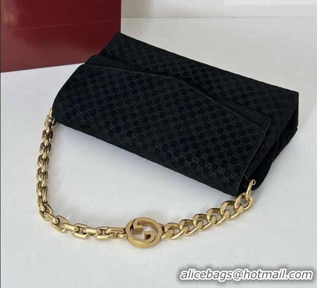 Market Sells Gucci Medium shoulder bag with chain in GG Suede 857622 Black 2026