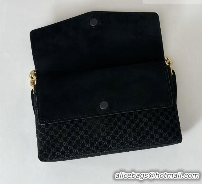 Market Sells Gucci Medium shoulder bag with chain in GG Suede 857622 Black 2026