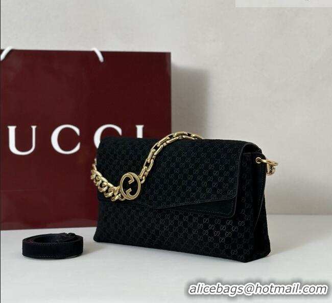 Market Sells Gucci Medium shoulder bag with chain in GG Suede 857622 Black 2026