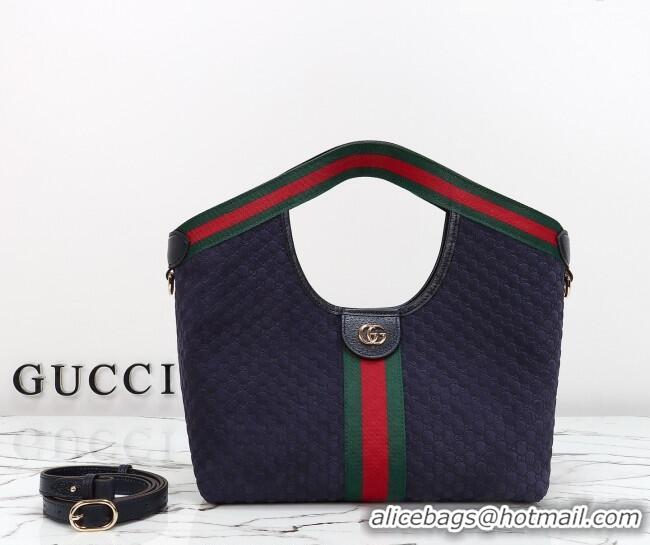 Good Taste Gucci Giglio Small Tote Bag in GG Suede 860845 Blue 2026