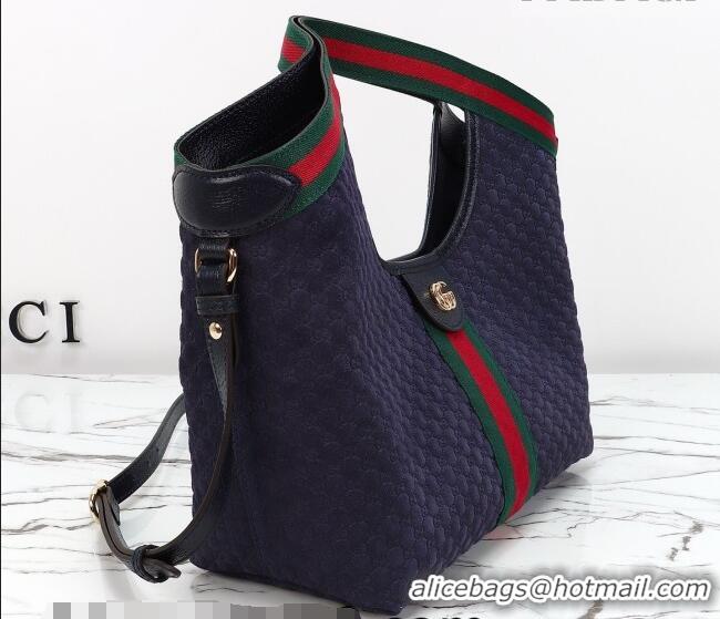 Good Taste Gucci Giglio Small Tote Bag in GG Suede 860845 Blue 2026