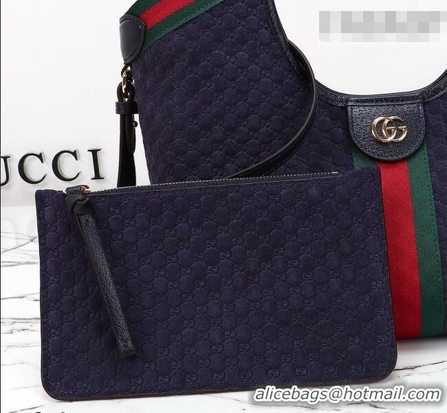 Good Taste Gucci Giglio Small Tote Bag in GG Suede 860845 Blue 2026