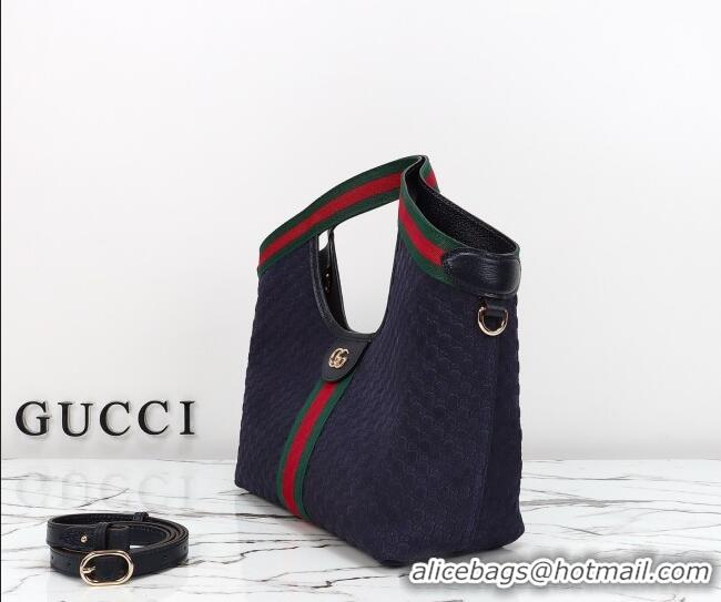 Good Taste Gucci Giglio Small Tote Bag in GG Suede 860845 Blue 2026