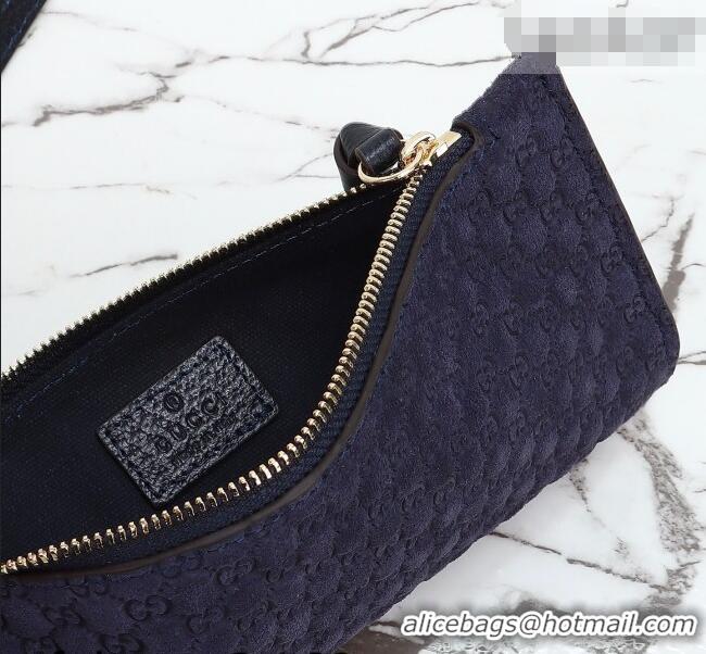 Good Taste Gucci Giglio Small Tote Bag in GG Suede 860845 Blue 2026