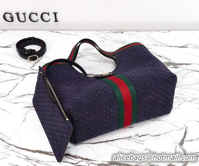 Good Taste Gucci Giglio Small Tote Bag in GG Suede 860845 Blue 2026