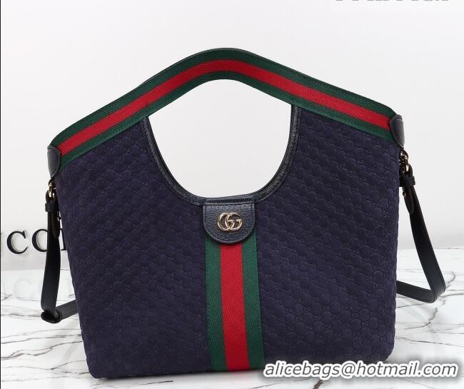 Good Taste Gucci Giglio Small Tote Bag in GG Suede 860845 Blue 2026