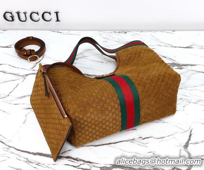 Grade Quality Gucci Giglio Small Tote Bag in GG Suede 860845 Brown 2026