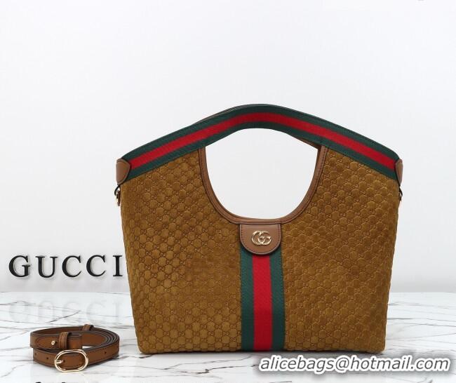 Grade Quality Gucci Giglio Small Tote Bag in GG Suede 860845 Brown 2026