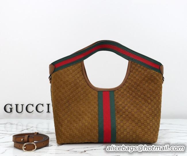 Grade Quality Gucci Giglio Small Tote Bag in GG Suede 860845 Brown 2026