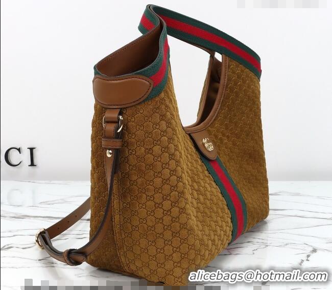 Grade Quality Gucci Giglio Small Tote Bag in GG Suede 860845 Brown 2026