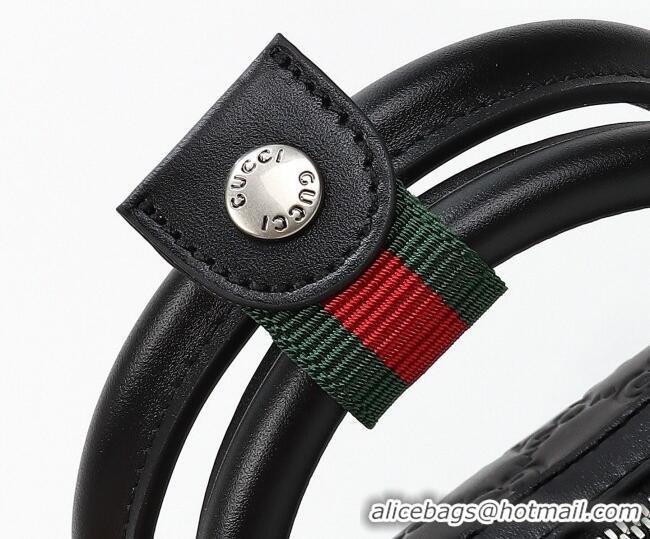 Best Quality Gucci Men's GG Leather Emblem small duffle bag 855789 Black 2026