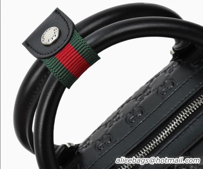 Buy Fashionable Gucci Men's GG Leather Emblem medium duffle bag 850220 Black 2026