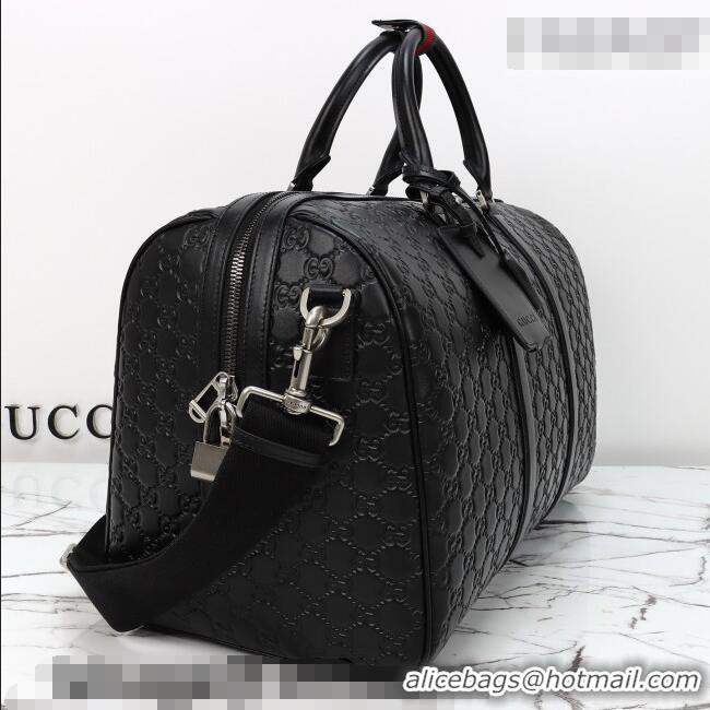 Buy Fashionable Gucci Men's GG Leather Emblem medium duffle bag 850220 Black 2026