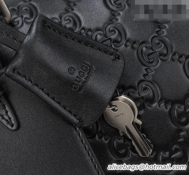 Buy Fashionable Gucci Men's GG Leather Emblem medium duffle bag 850220 Black 2026