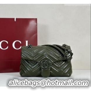 Top Quality Gucci GG Marmont Leather small shoulder bag 855371 Forest Green 2026