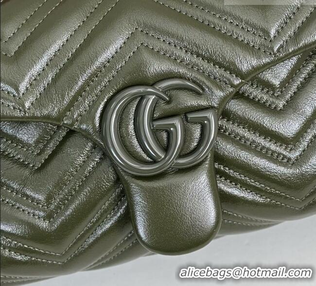 Top Quality Gucci GG Marmont Leather small shoulder bag 855371 Forest Green 2026