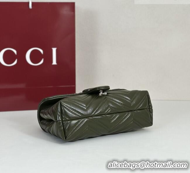 Top Quality Gucci GG Marmont Leather small shoulder bag 855371 Forest Green 2026