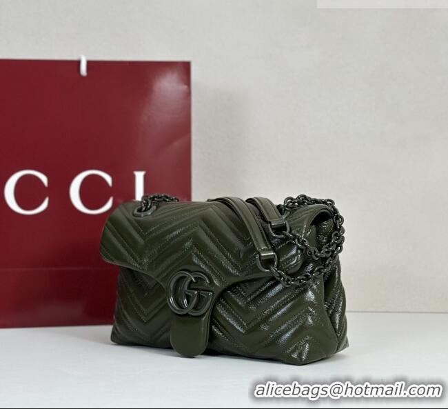 Top Quality Gucci GG Marmont Leather small shoulder bag 855371 Forest Green 2026