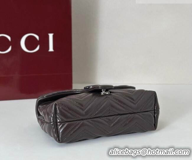 Inexpensive Gucci GG Marmont Leather small shoulder bag 855371 Dark Brown 2026