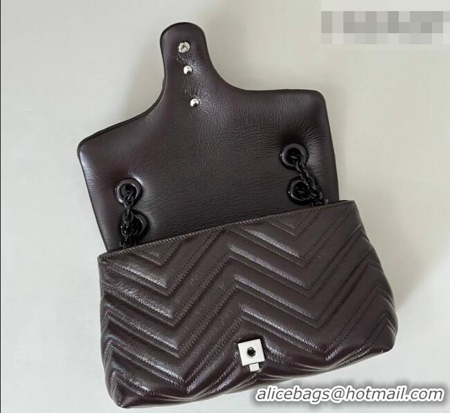 Inexpensive Gucci GG Marmont Leather small shoulder bag 855371 Dark Brown 2026