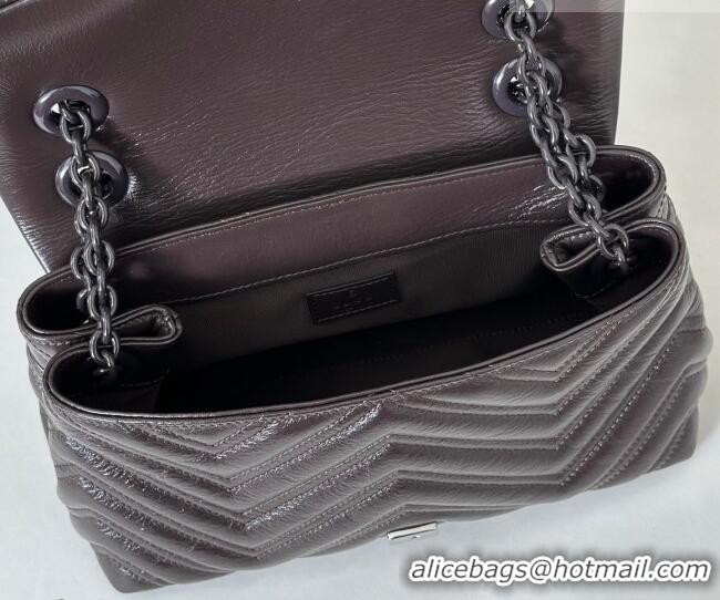 Inexpensive Gucci GG Marmont Leather small shoulder bag 855371 Dark Brown 2026